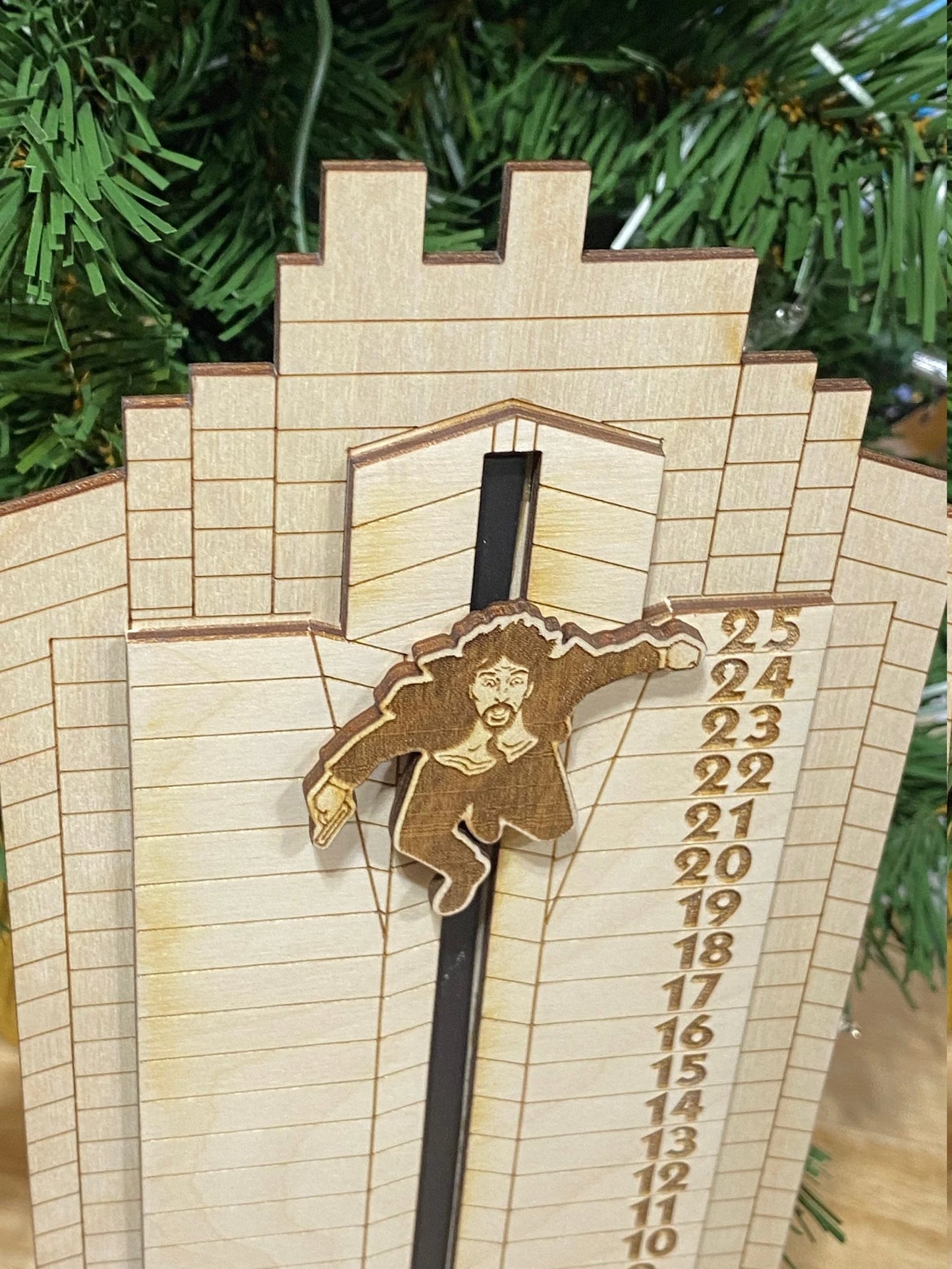 The ORIGINAL Die Hard inspired Advent Calendar - Hans Gruber Falling off Nakatomi Plaza - NATURAL color with multi-color Hans