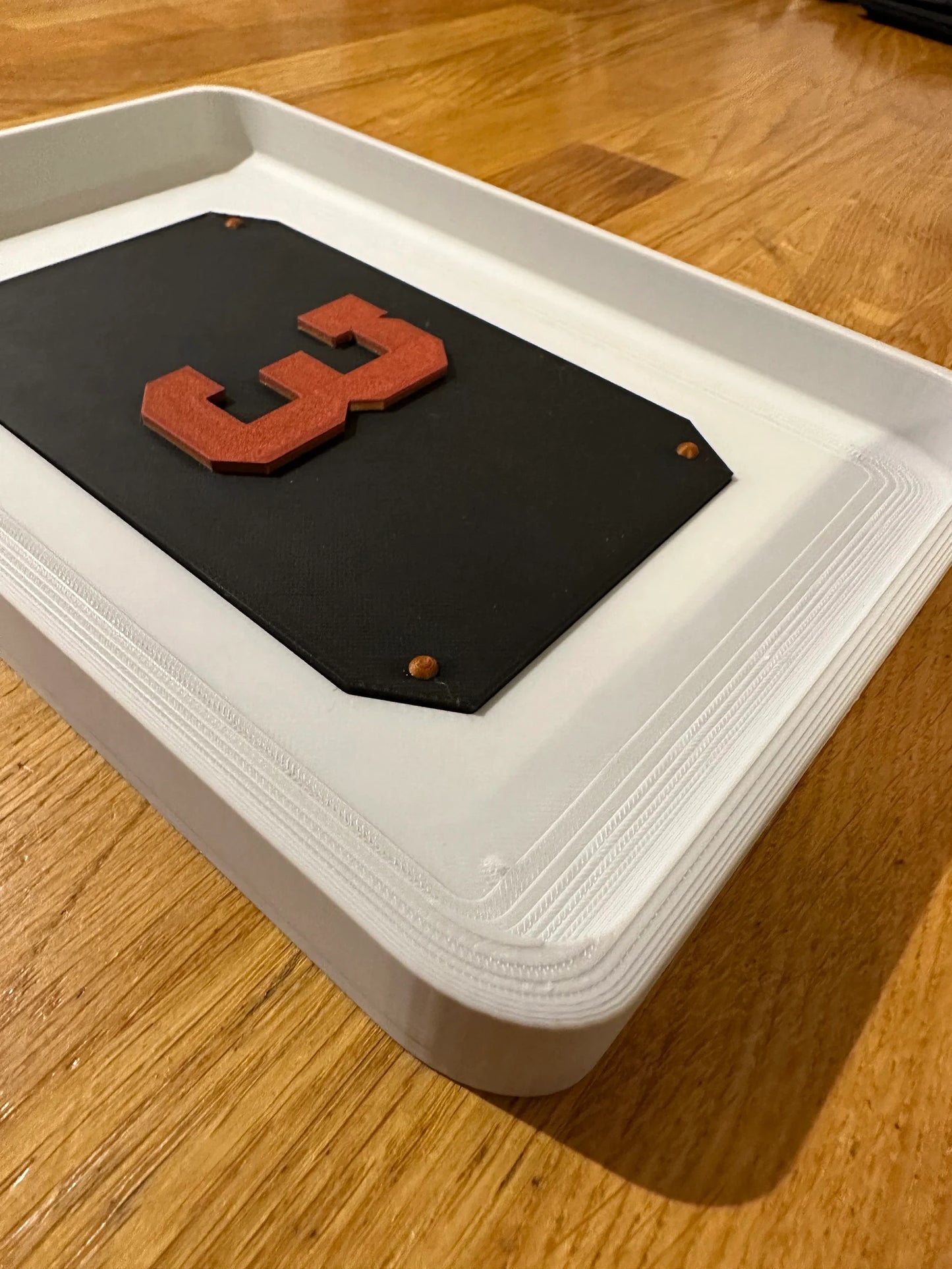 EDC Catchall tray - fire department insert version (passport - compass) for keys, phone wallet, watch.