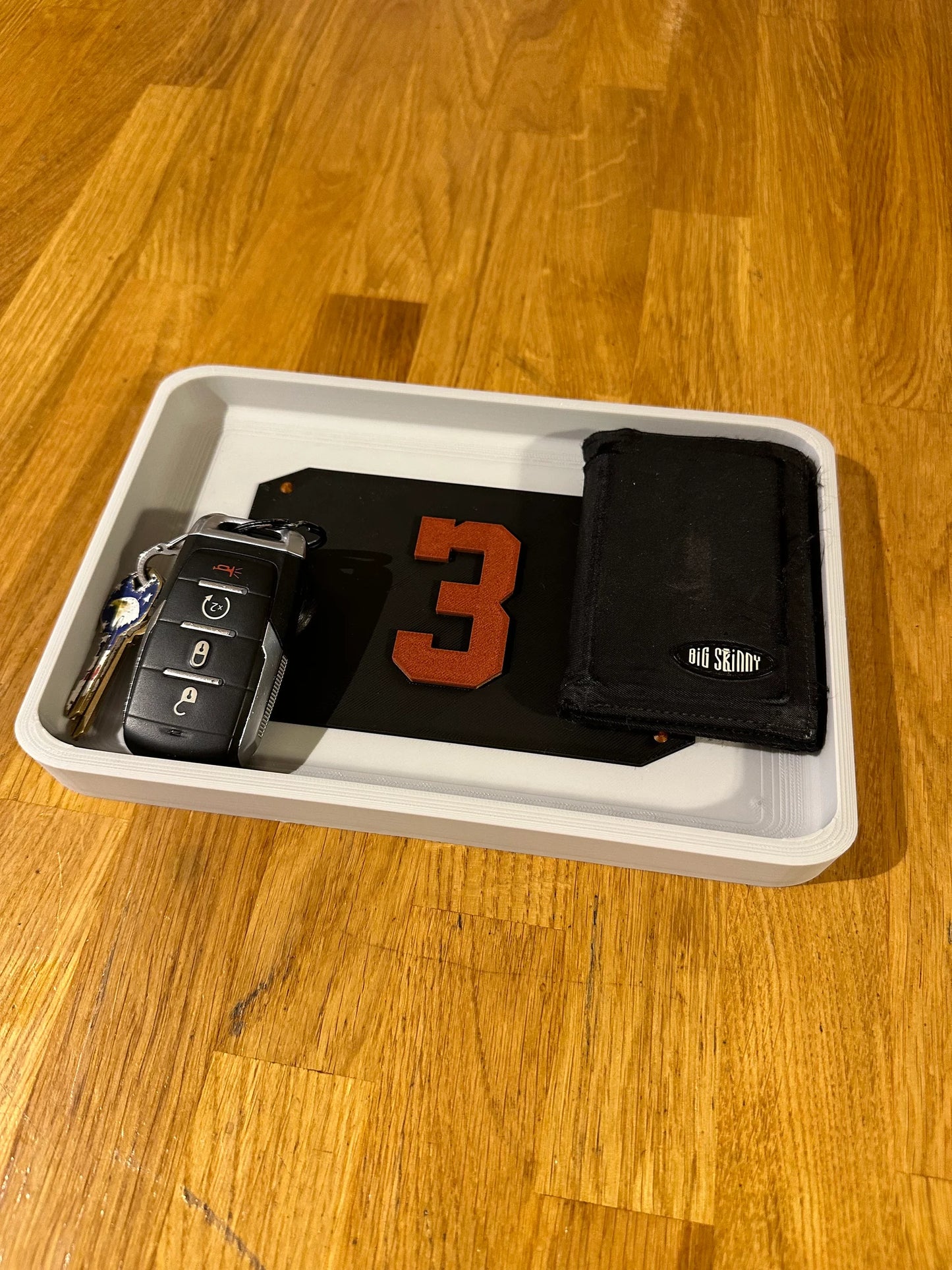 EDC Catchall tray - fire department insert version (passport - compass) for keys, phone wallet, watch.