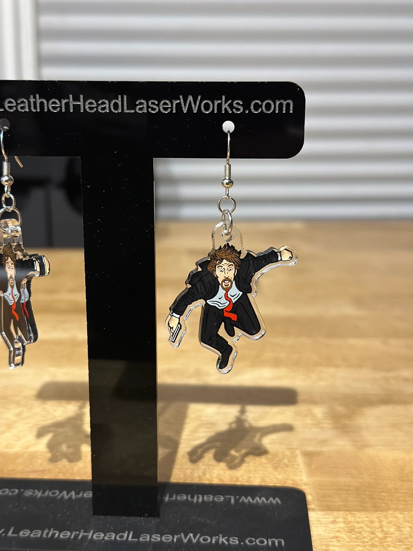 Hans Gruber Falling off Nakatomi Plaza Earrings inspired by Die Hard