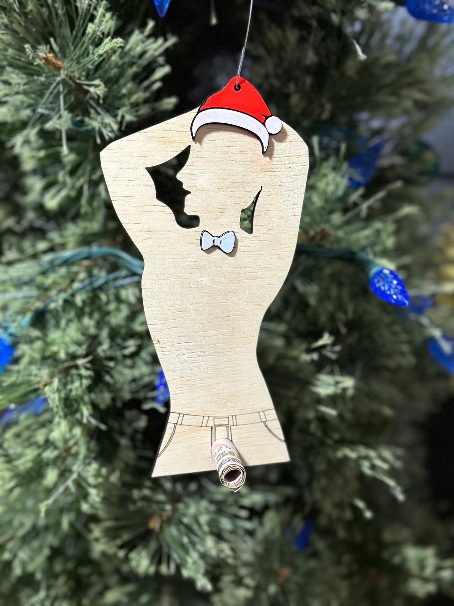 Money Holder male Stripper Ornament - cash gift ornament