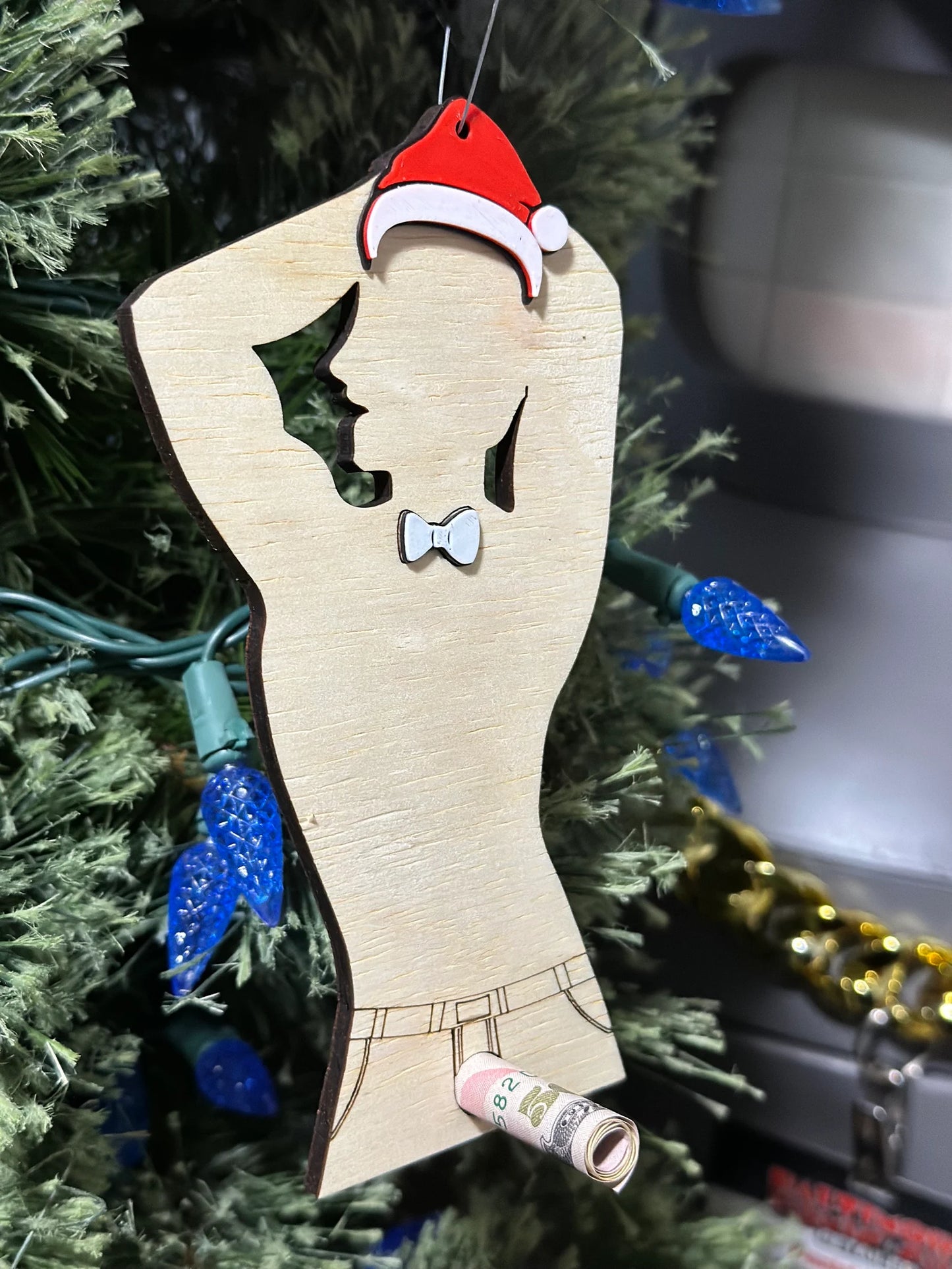 Money Holder male Stripper Ornament - cash gift ornament