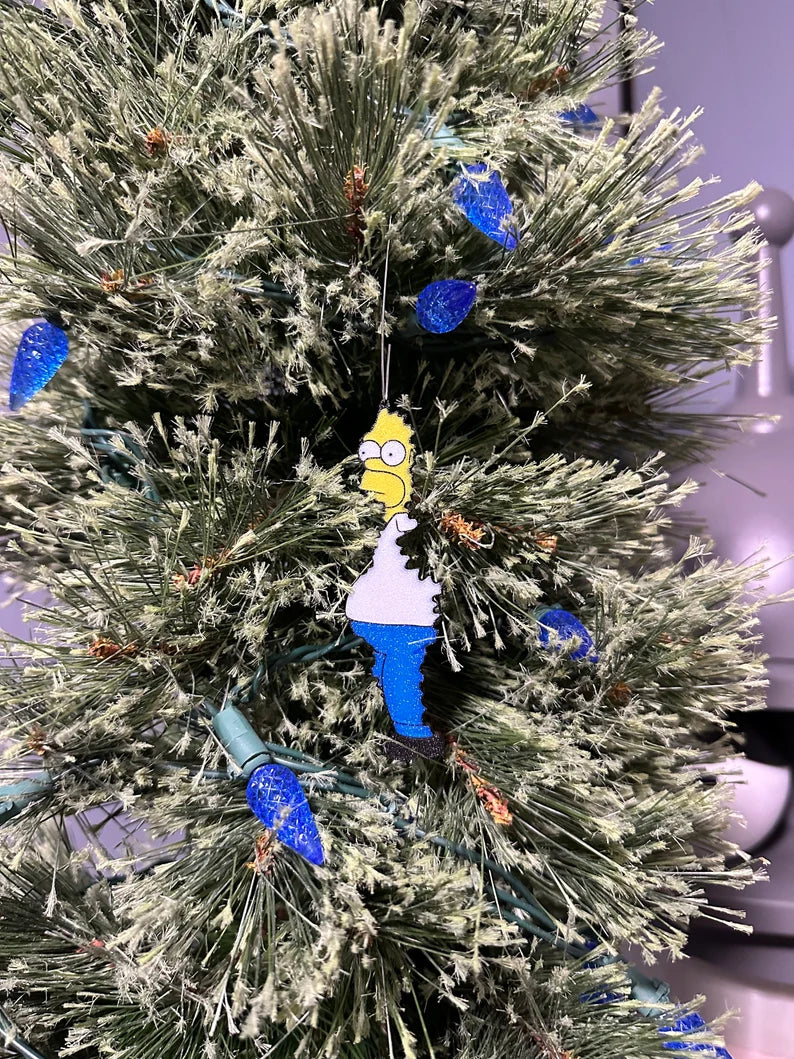 Homer Simpson Fading into bushes Christmas ornament pendant
