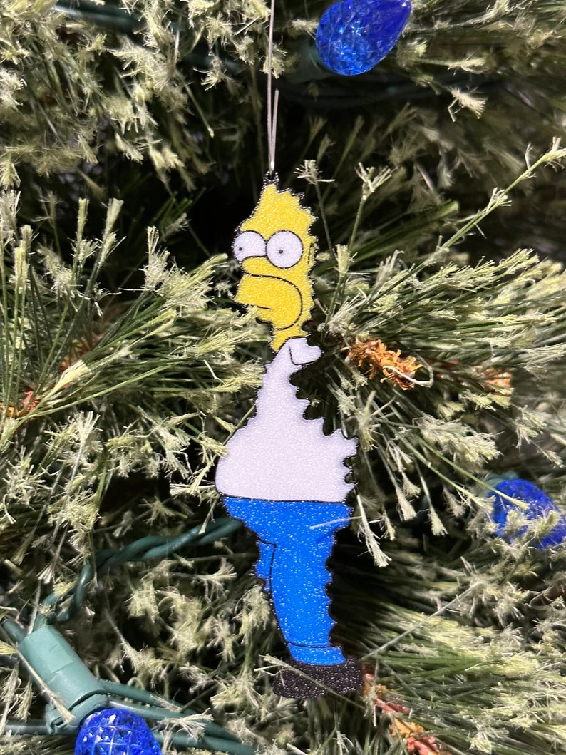 Homer Simpson Fading into bushes Christmas ornament pendant