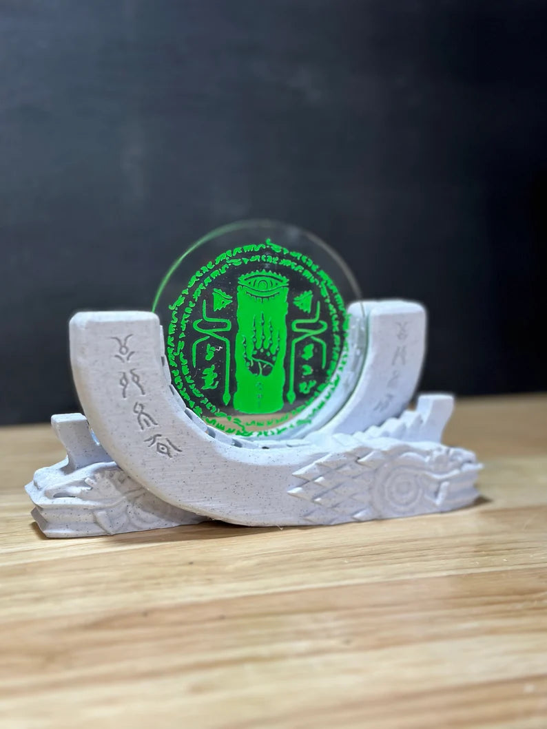 Legend of Zelda Coaster Holder with Shrine Stand - Tears of the Kingdom.