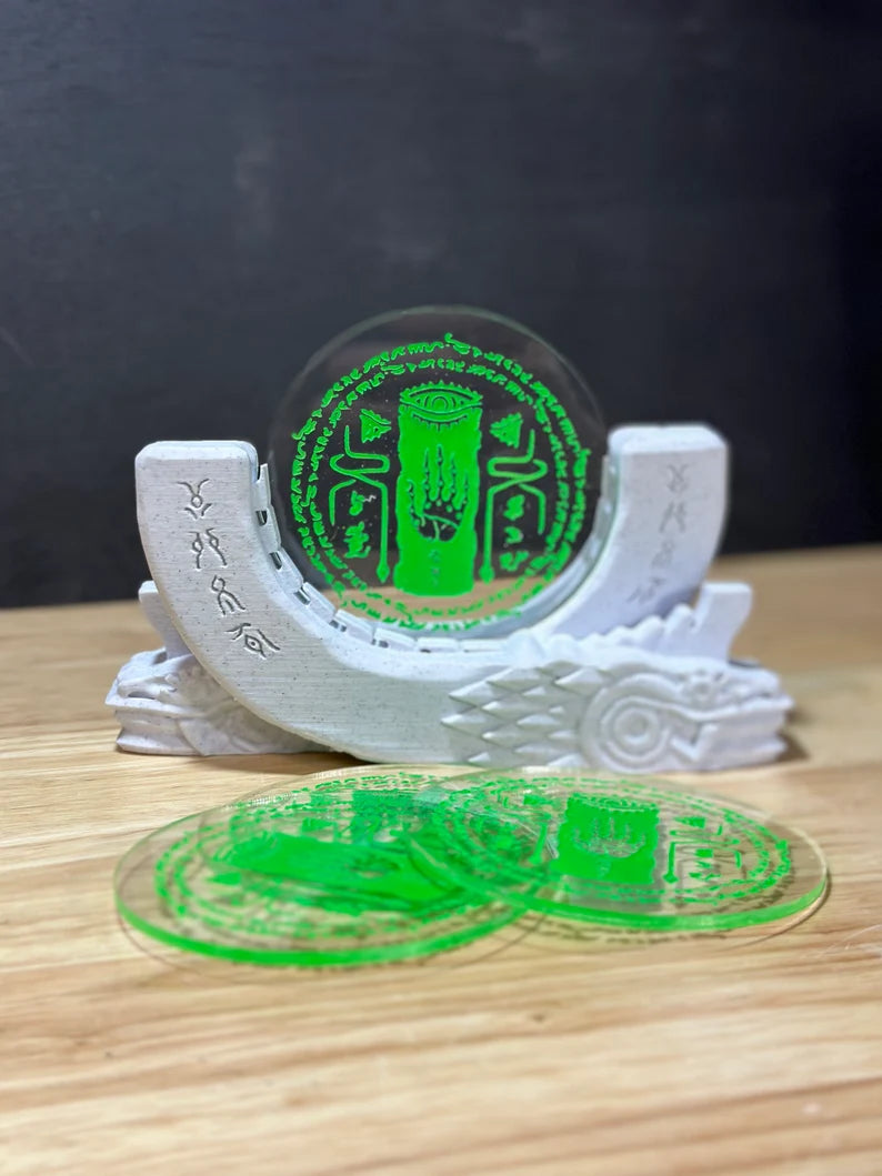 Legend of Zelda Coaster Holder with Shrine Stand - Tears of the Kingdom.