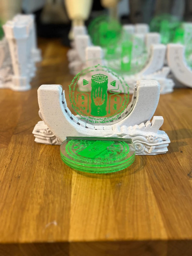 Legend of Zelda Coaster Holder with Shrine Stand - Tears of the Kingdom.