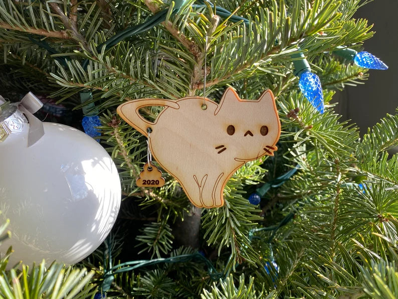 2024 pooping CAT ornament, magnet, pendant. Funny holiday 2024 Christmas ornament and magnet