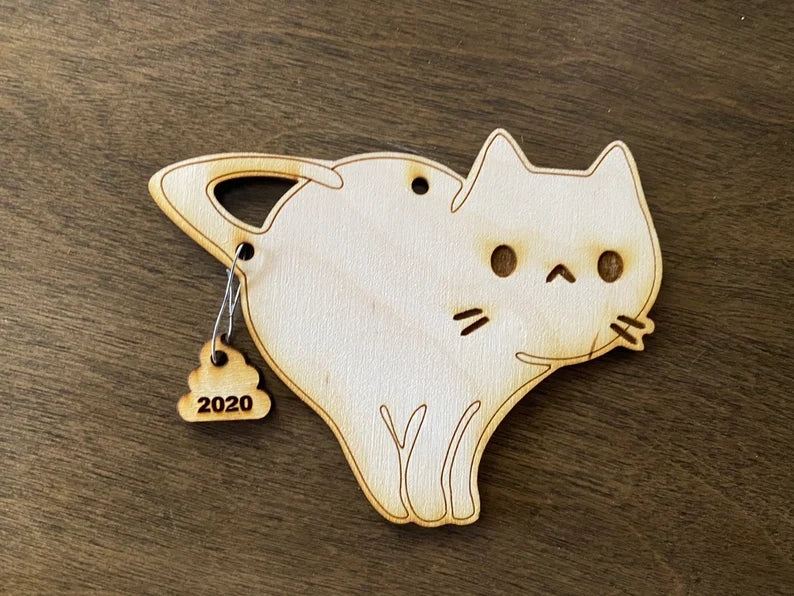 2024 pooping CAT ornament, magnet, pendant. Funny holiday 2024 Christmas ornament and magnet