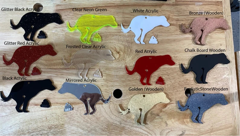 Pooping Dog 2024 ornament lots of colors, magnet, or pendant. Funny holiday 2024 Christmas ornament and magnet option