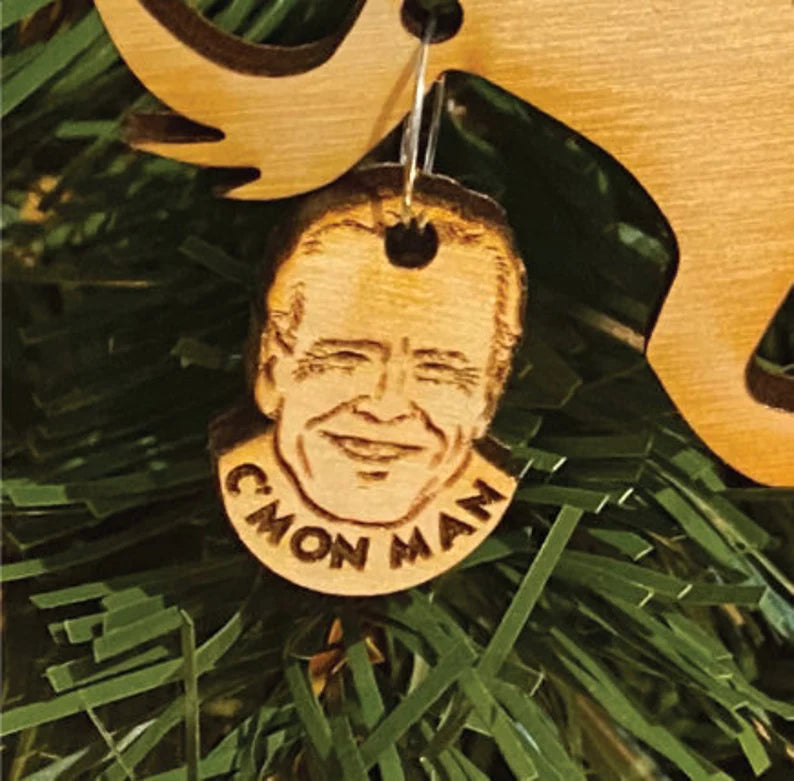 2024 pooping dog ornament, Human head, Donald Trump OR Joe Biden - Funny holiday 2024 Christmas ornament or magnet