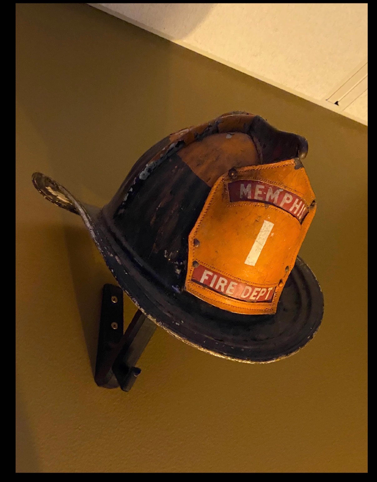 Fire Helmet (motorcycle helmet, cosplay helmet) Wall Mount Display (re – Leather Head Laser Works