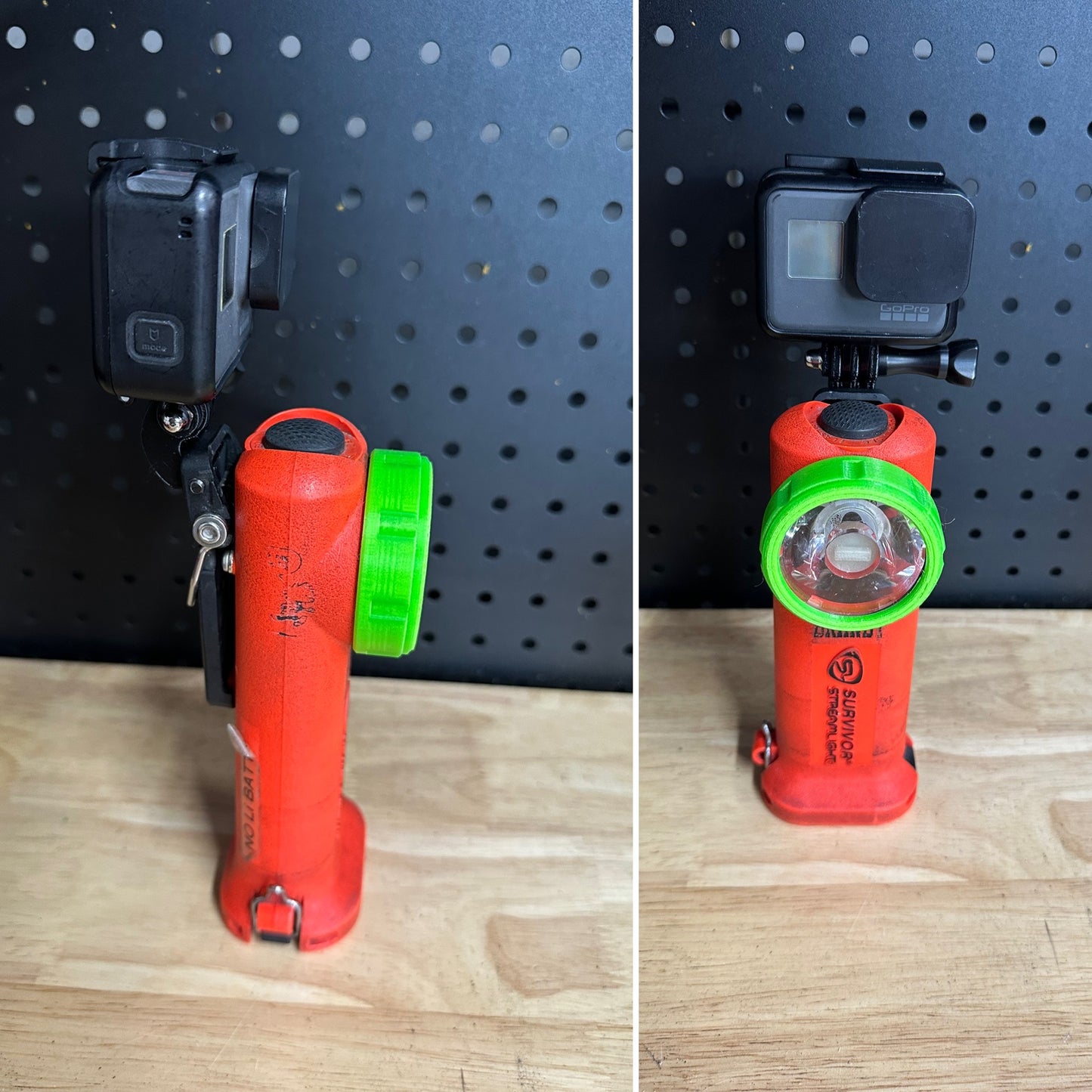 GoPro compatible mount for Streamlight Survivorlight brand flashlights