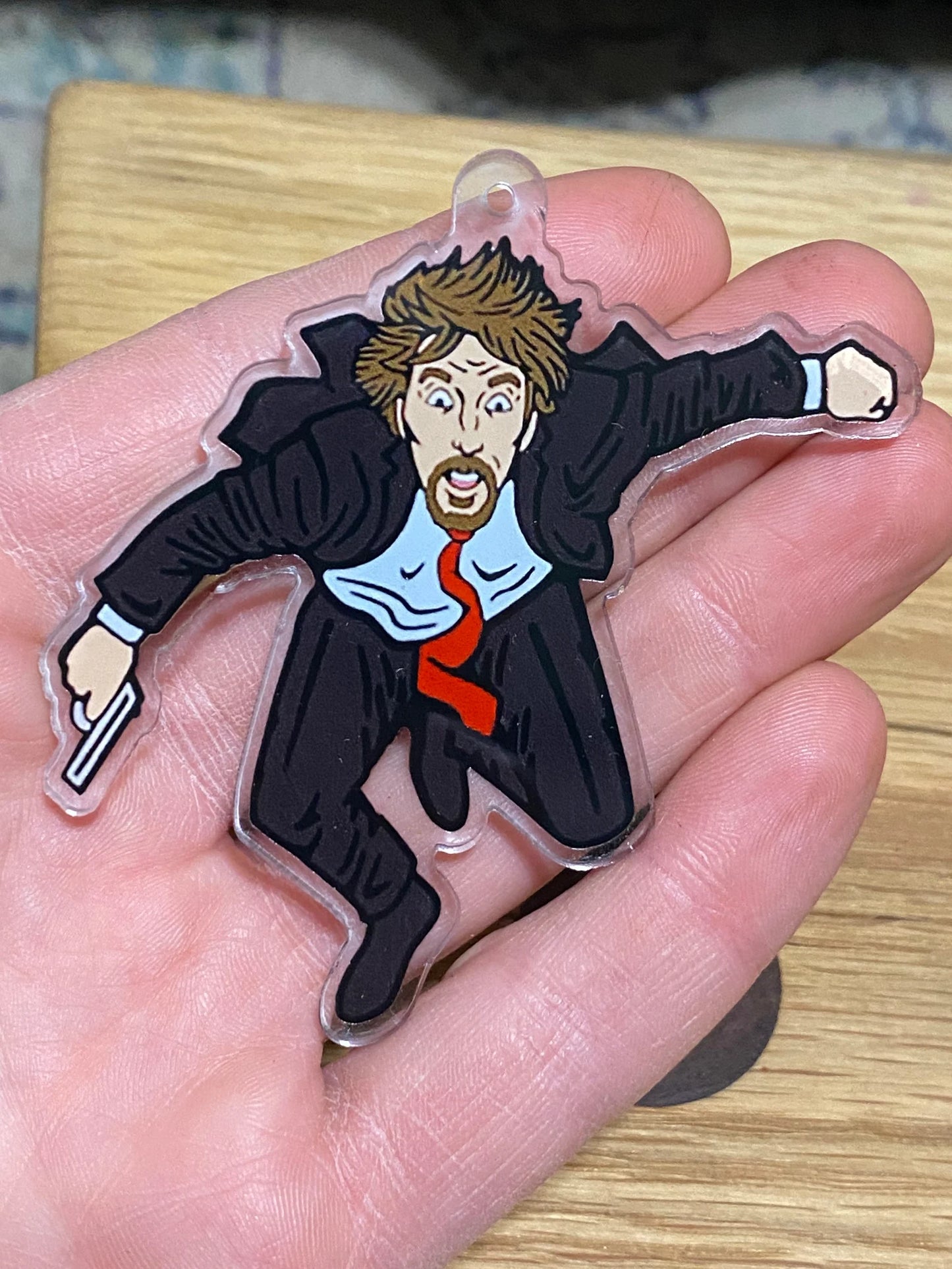 Die Hard inspired Hans Gruber Falling off Nakatomi Plaza Christmas Ornament (also works as keychain/pendant)