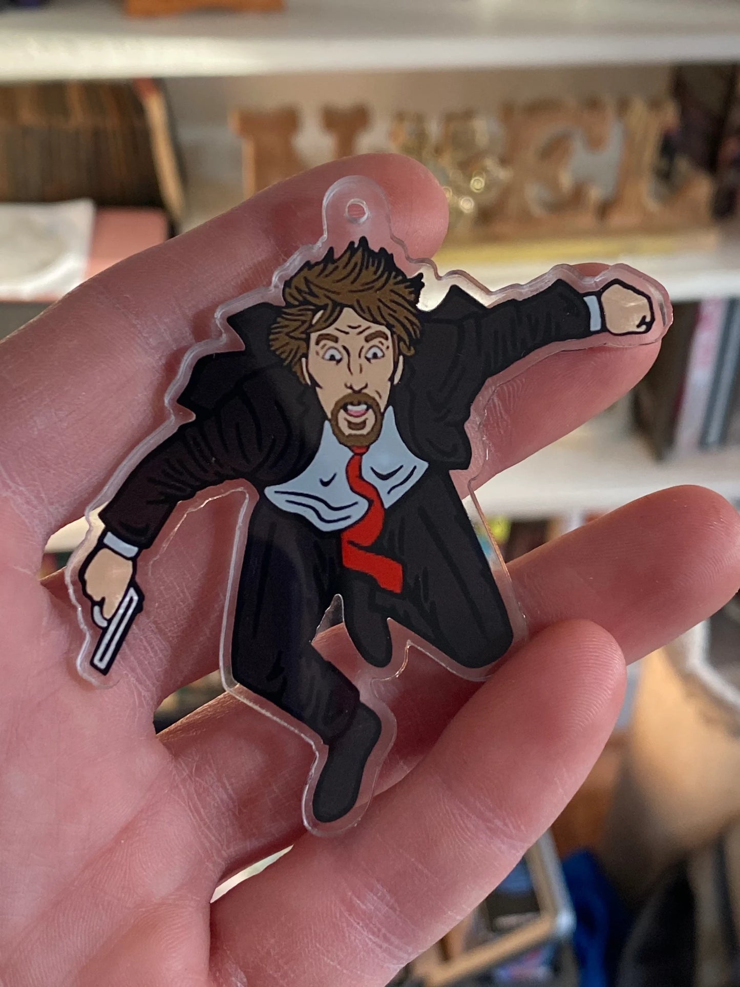 Die Hard inspired Hans Gruber Falling off Nakatomi Plaza Christmas Ornament (also works as keychain/pendant)