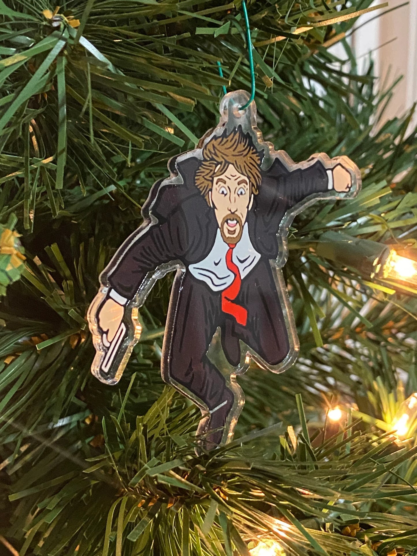 Die Hard inspired Hans Gruber Falling off Nakatomi Plaza Christmas Ornament (also works as keychain/pendant)