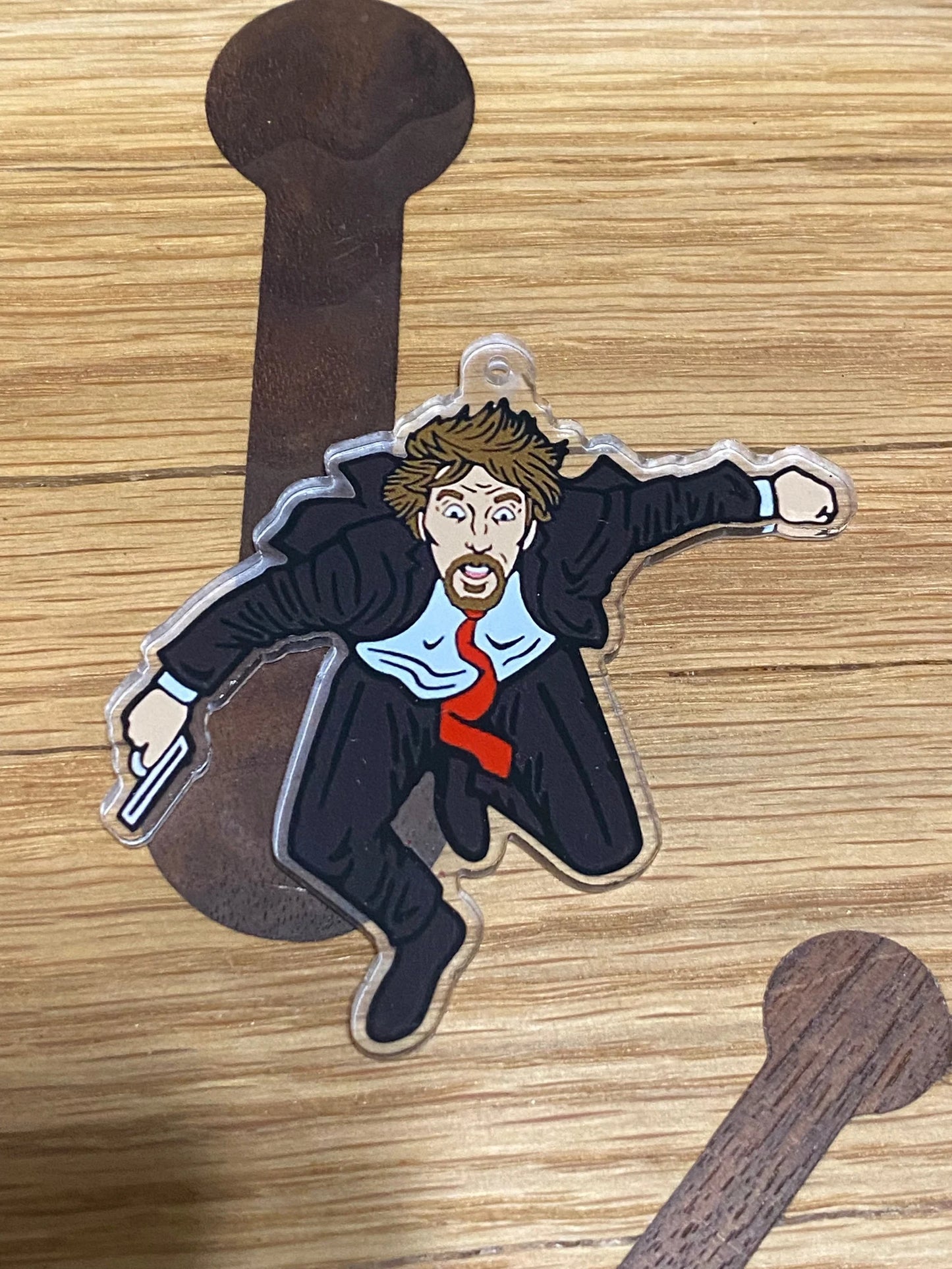 Die Hard inspired Hans Gruber Falling off Nakatomi Plaza Christmas Ornament (also works as keychain/pendant)