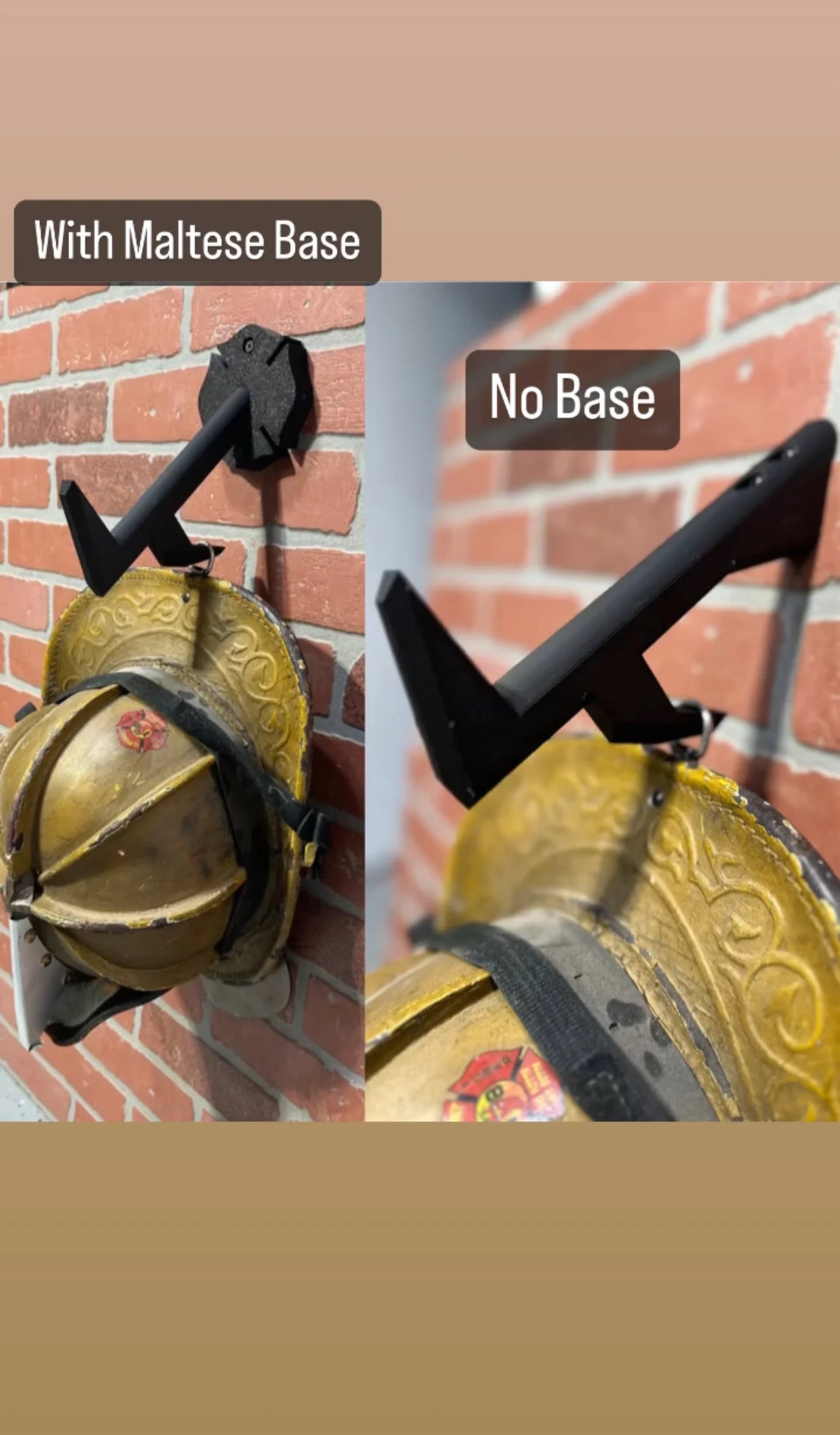 Fire Helmet Wall Mount Display - New York Roof Hook Design