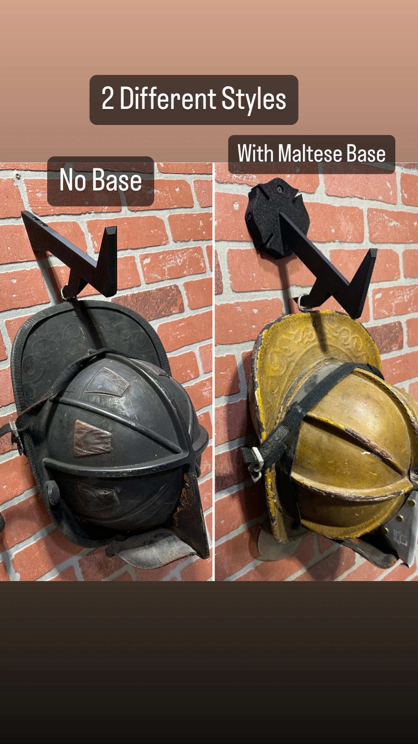 Fire Helmet Wall Mount Display - New York Roof Hook Design