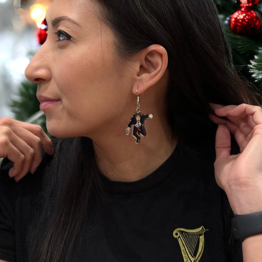 Hans Gruber Falling off Nakatomi Plaza Earrings inspired by Die Hard