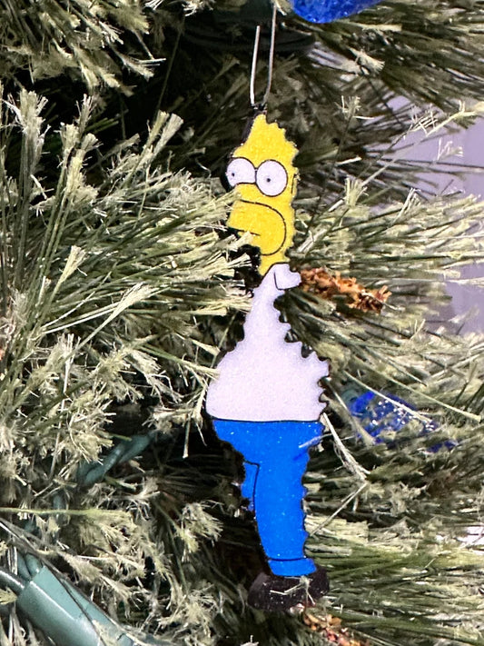 Homer Simpson Fading into bushes Christmas ornament pendant