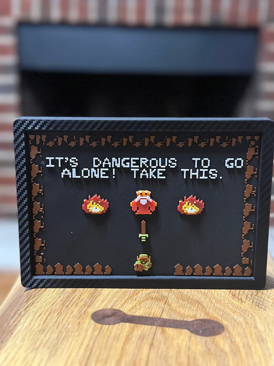 It’s Dangerous To Go Alone Wall Art - the Legend of Zelda Inspired hanging or free standing framed image