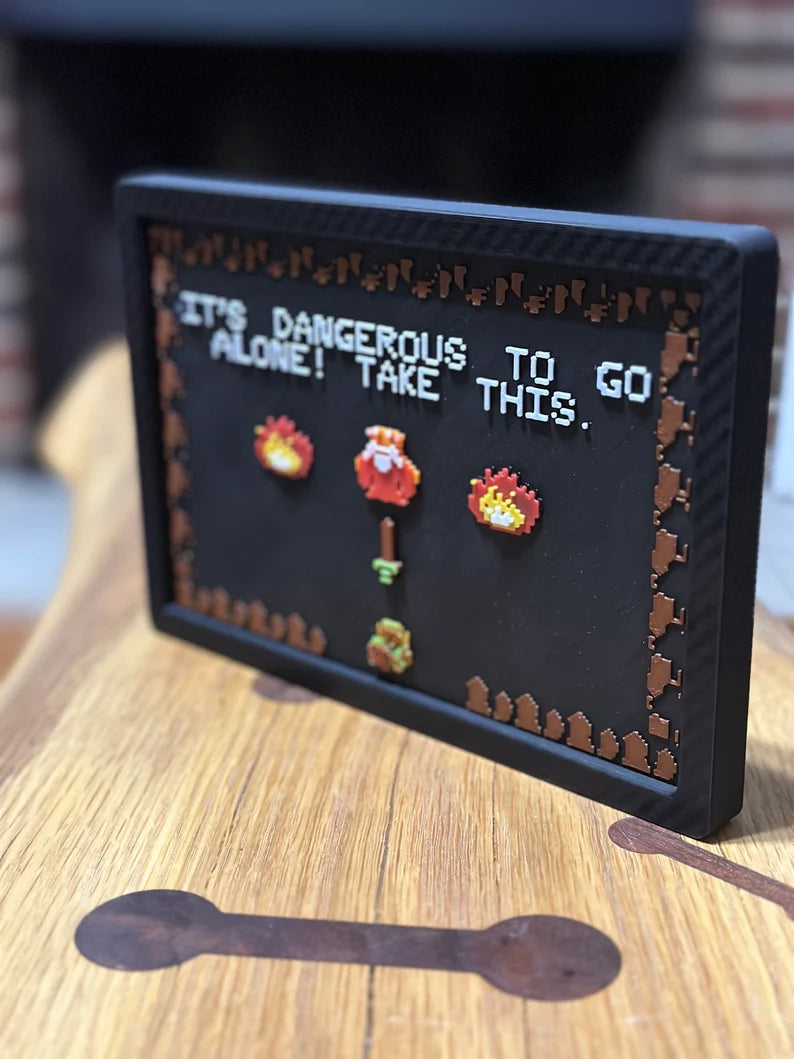 It’s Dangerous To Go Alone Wall Art - the Legend of Zelda Inspired hanging or free standing framed image