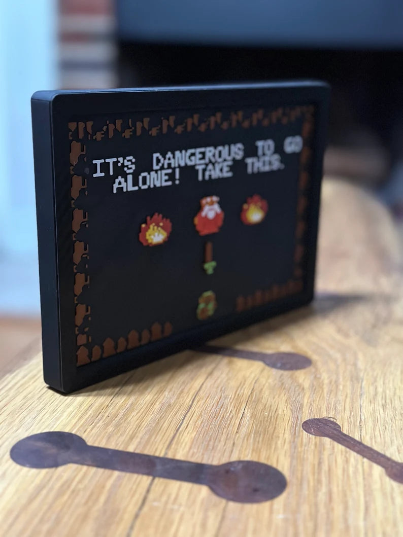 It’s Dangerous To Go Alone Wall Art - the Legend of Zelda Inspired hanging or free standing framed image