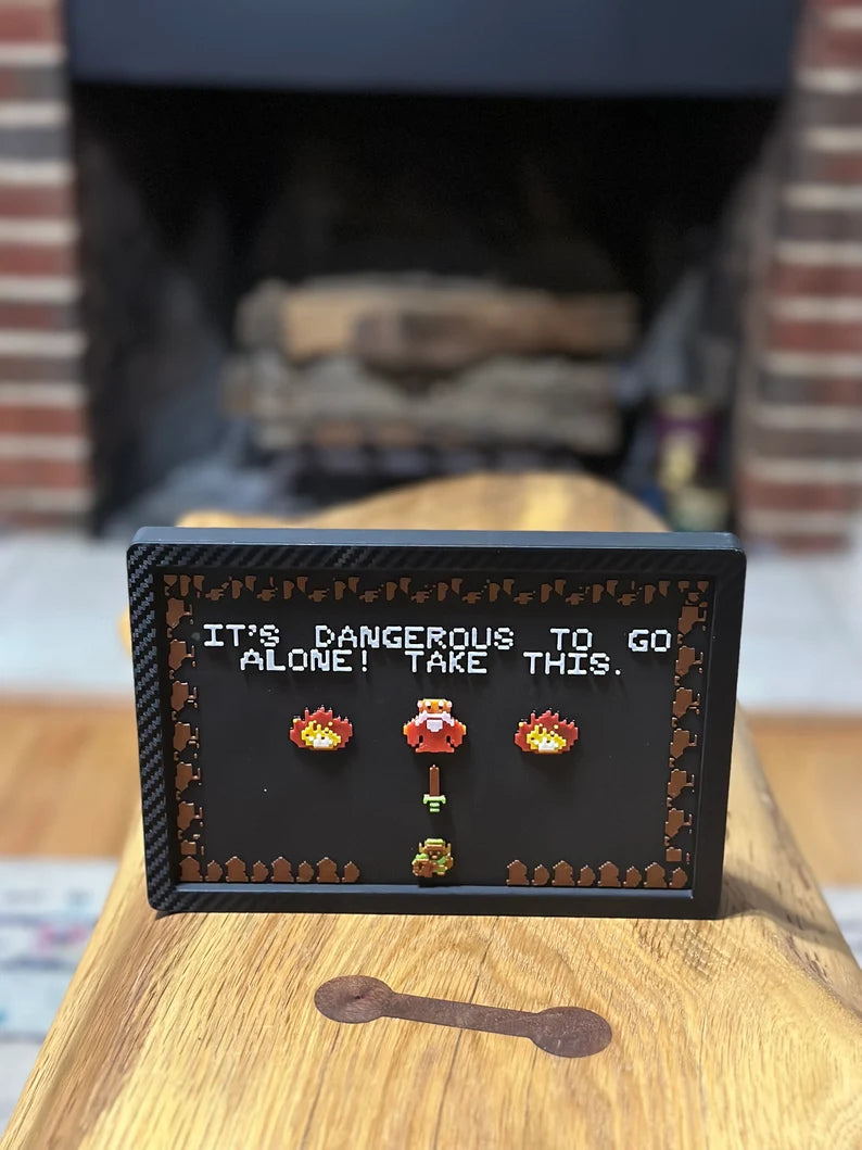 It’s Dangerous To Go Alone Wall Art - the Legend of Zelda Inspired hanging or free standing framed image