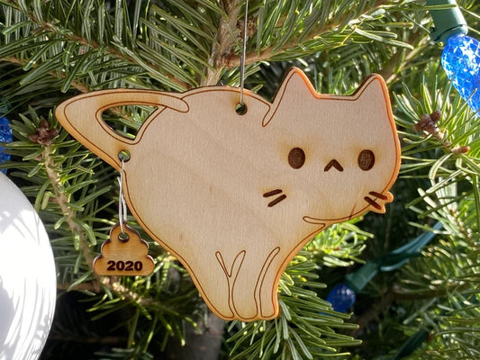 2024 pooping CAT ornament, magnet, pendant.  Funny holiday 2024 Christmas ornament and magnet