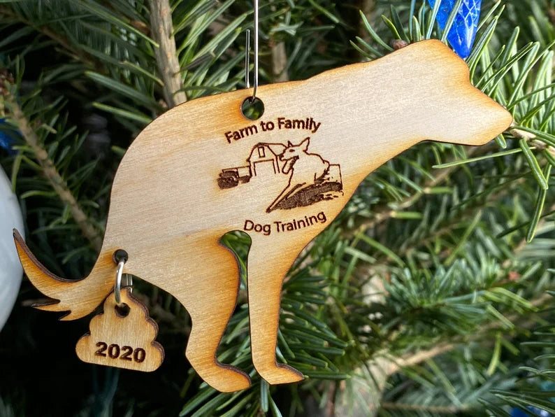 Pooping Dog 2024 ornament lots of colors, magnet, or pendant.  Funny holiday 2024 Christmas ornament and magnet option