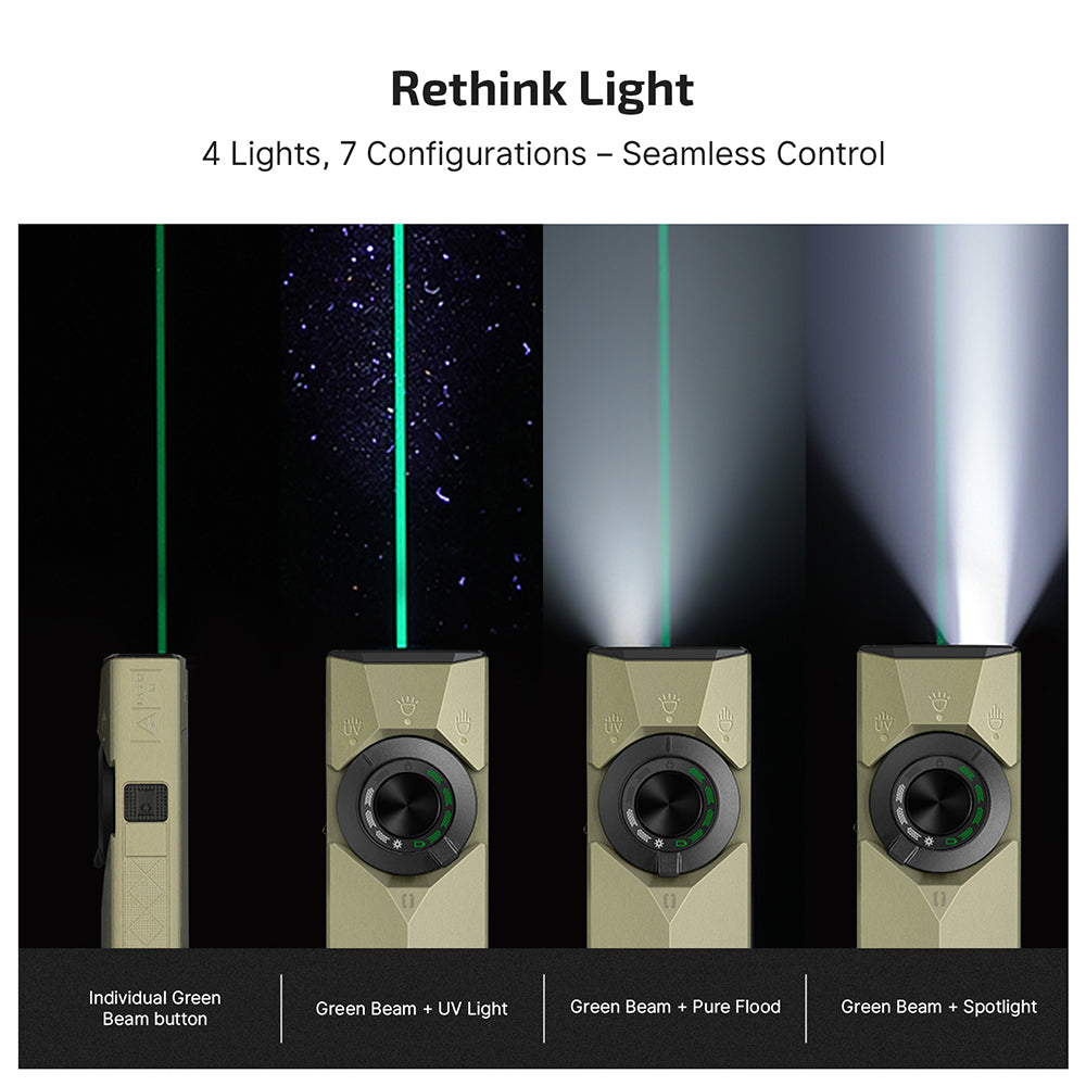 ArkPro four light sources and seven configurations on one dial