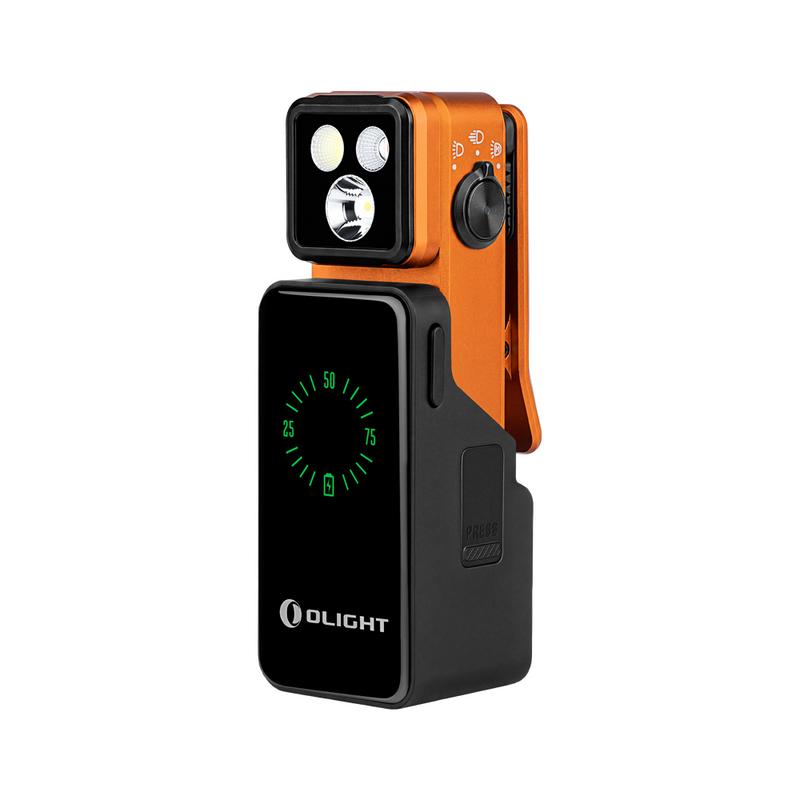 Oclip 2 Pro in orange with battery indicator