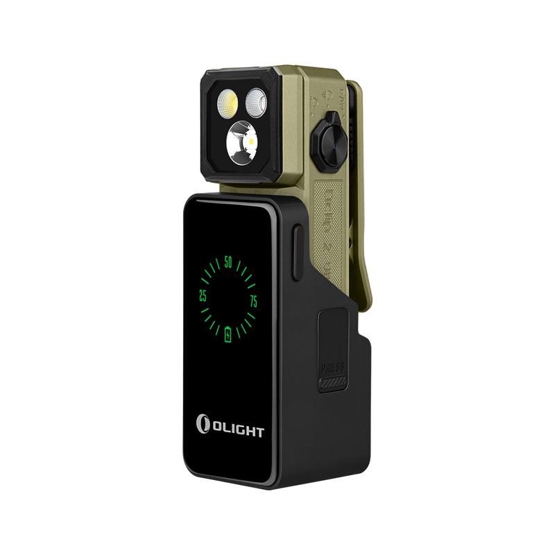 Oclip 2 Ultra Premium in Olive Green on charging dock