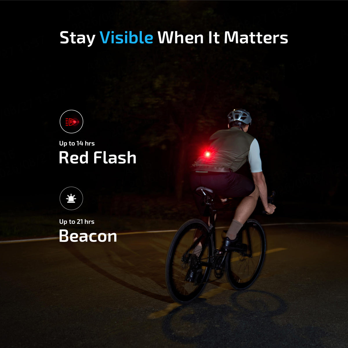 Oclip 2 Pro red flash and beacon on a cycling jersey