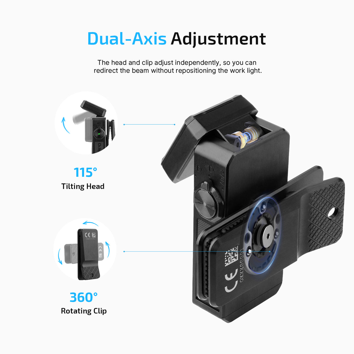 Oclip 2 Ultra 115-degree tilting head and 360-degree rotating clip